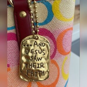 Bag Charm Faith Shield Gold Tone